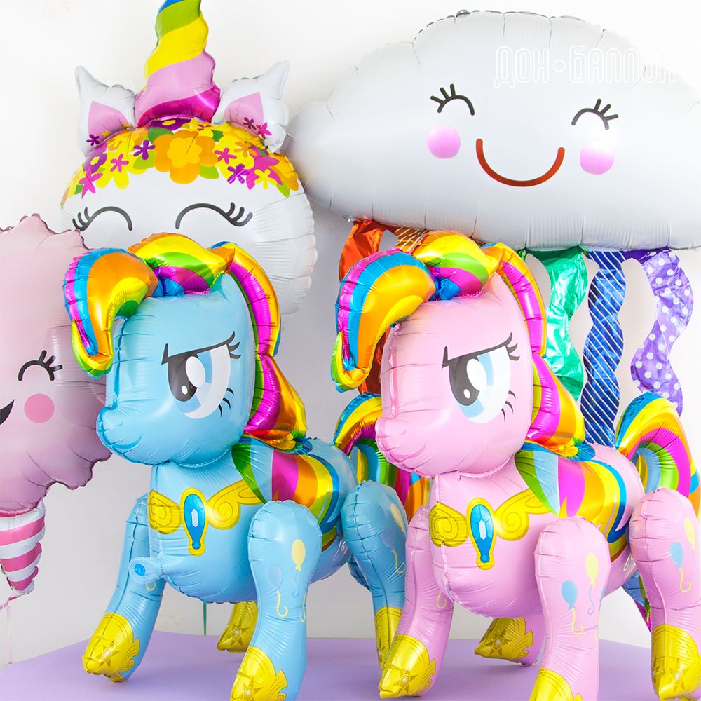 Шар (31"/79 см) Круг, Голова, Цветочный Единорог 1 шт.