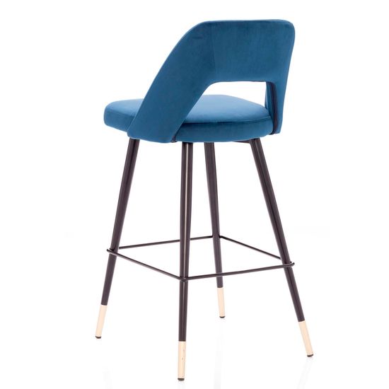 Барный стул Hudson синий велюр