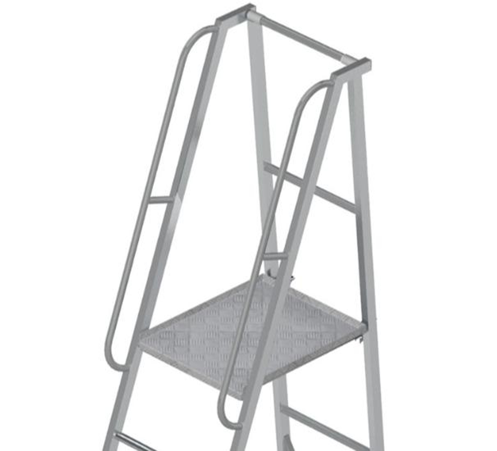 Лестница-платформа фиксированной высоты алюминиевая MEGAL ЛПФВА Н=1.5-2 с резиновыми башмаками