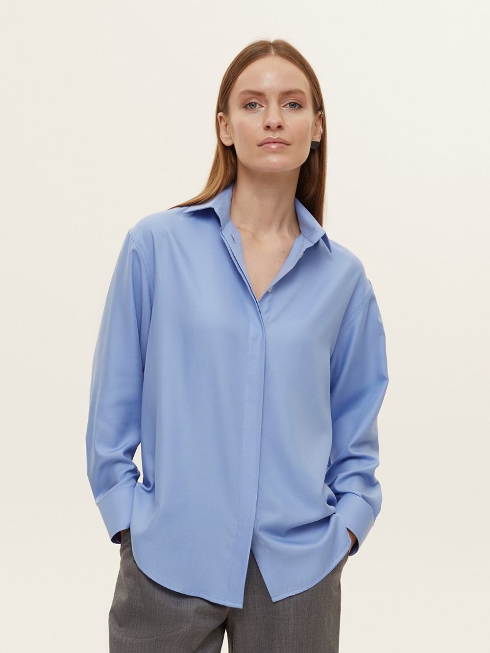 Рубашка Хельсинки голубая вискоза