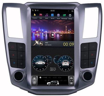 Магнитола для Lexus RX 2003-2009, Toyota Harrier XU 30 2003-2013 (цвет рамки серый) - Carmedia ZF-1278S-Q6 вертикальный экран в стиле "Тесла" на Android 11, 8Гб+128Гб, CarPlay, 4G SIM-слот