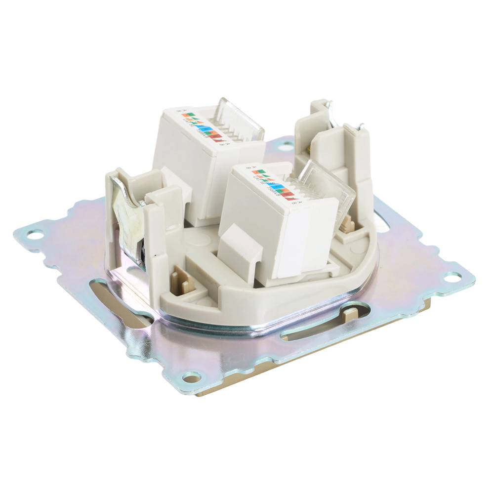 Розетка компьютерная 2-местная RJ-45 (механизм) STEKKER GLS00-7109-08, серия Катрин, золото 50009