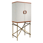 Высокий буфет 3272 из ткани, ореха и полированной золотистой стали