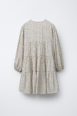 ZARA ПЛАТЬЕ В ГОРОШЕК, ЭКРЮ/ЧЕРНЫЙ