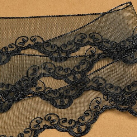 Кружево на жесткой сетке Exclusive  2BS228K1 шир.50мм цв.06 черный упак13,71м
