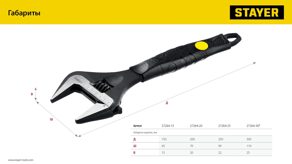 STAYER COBRA, 250/50 мм, разводной ключ, Professional (27264-25)