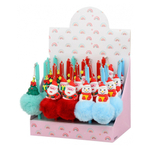 Ручка шариковая, Basir, синие чернила, серия "НОВОГОДНИЕ", с пушистым брелоком, 20 шт