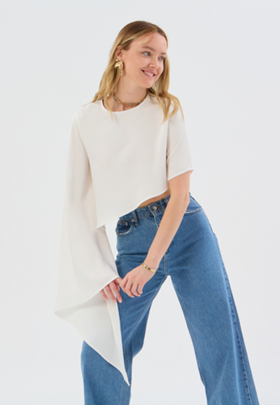 Топ летний ассиметрия белый