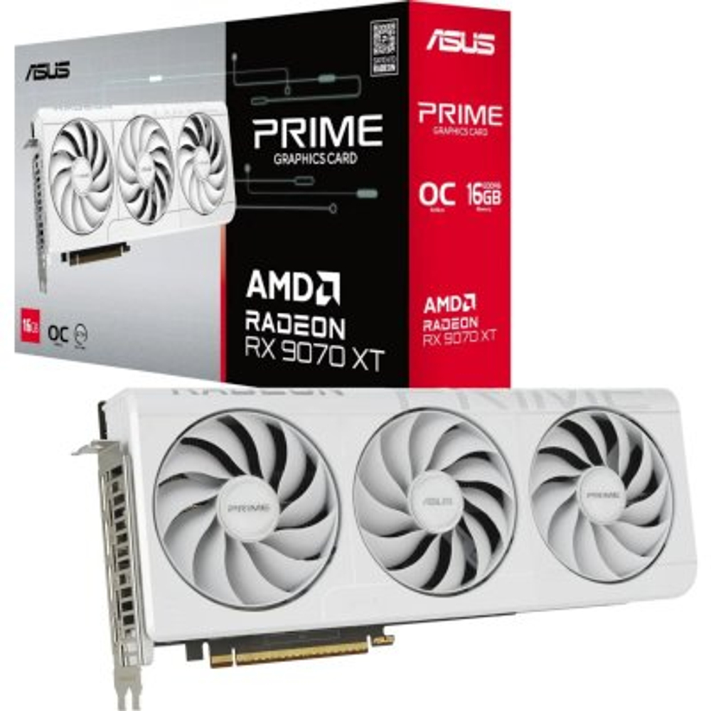 Видеокарта ASUS AMD Radeon RX 9070 XT 16Gb PRIME-RX9070XT-O16G-WHITE