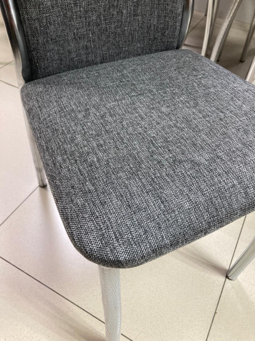 Стул Оскар каркас квадрат хром Основание рогожка серая