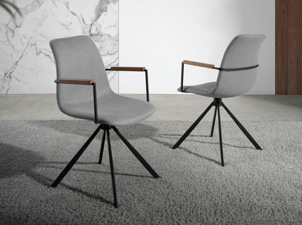 Вращающийся стул 4105/F3251A с тканевой обивкой и ножками из черной стали