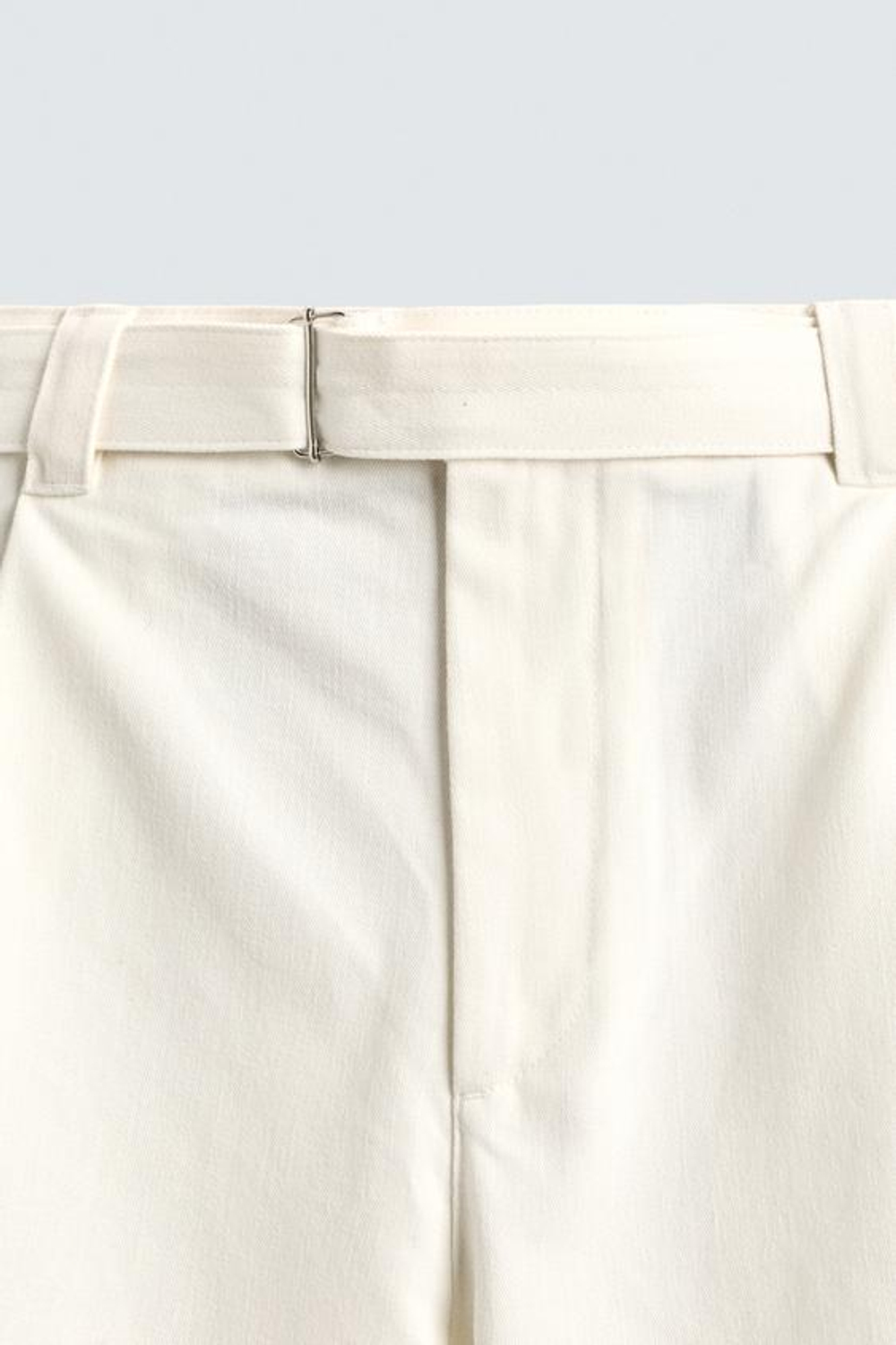ZARA ШОРТЫ RELAXED FIT С СКЛАДКАМИ И ПОЯСОМ, ЖЕЛТОВАТО-БЕЛЫЙ
