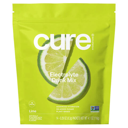 Cure Hydration, смесь электролитов для гидратации, лайм, 14 пакетиков по 8,3 г (0,29 унции) каждый