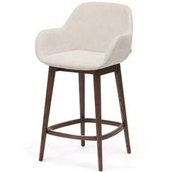Полубарный стул Konna 65 см бежевый с ножками из темного ясеня