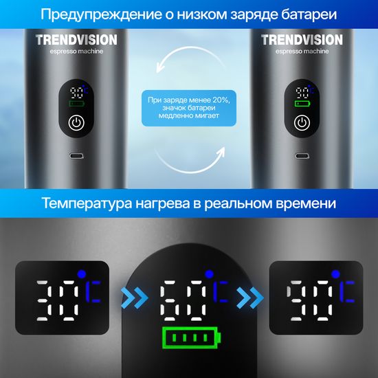 Портативная эспрессо-машина TrendVision Travel Coffee Maker (TCM-240h) (Silver) серебрянный