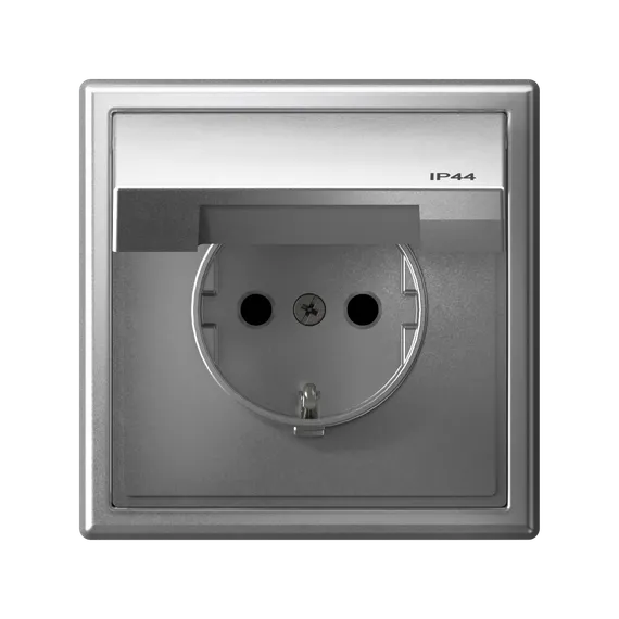 Розетка ArtGallery 16А IP44 с заземл. со шторками с крышкой быстрозажим. клем. механизм алюм. SE GAL440346S