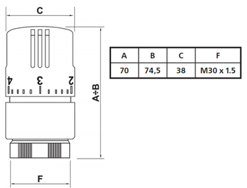 Термоголовка Valtec VT.1000.0 твердотельная М30x1,5, 6,5-27,5°C
