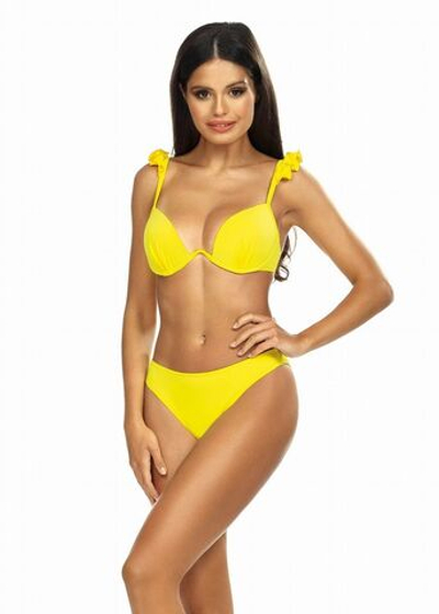 Яркий раздельный купальник с крылышками на бретелях лифа (Размер: 80D/40) (Цвет: желтый)