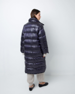 Пуховик двубортный черничный