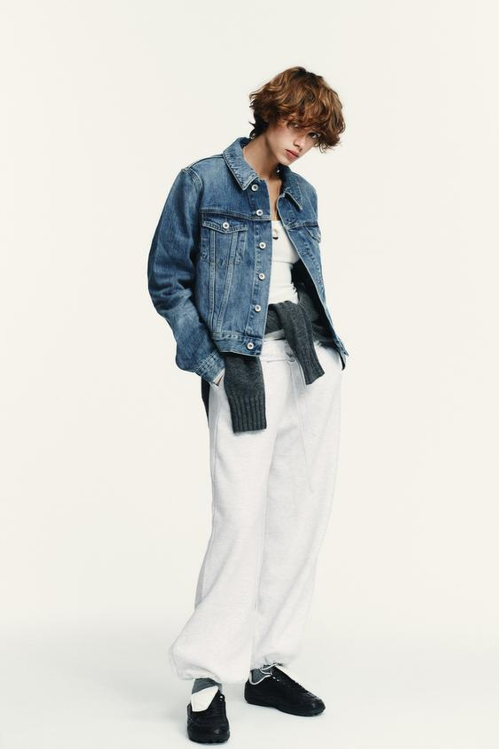 ZARA БАЗОВЫЕ ПРЯМЫЕ БРЮКИ ИЗ МЯГКОЙ ТКАНИ, СЕРЫЙ МЕЛАНЖ