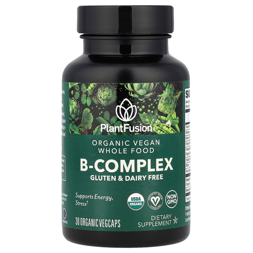 PlantFusion, Органический веганский комплекс витаминов группы B, 30 органических вегетарианских капсул