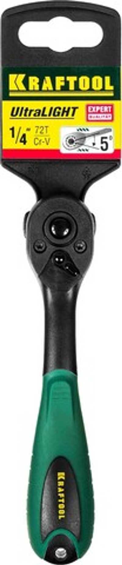 KRAFTOOL 1/4″, 72 зубца, пластиковое покрытие, трещотка для торцовых головок (27796-1/4)