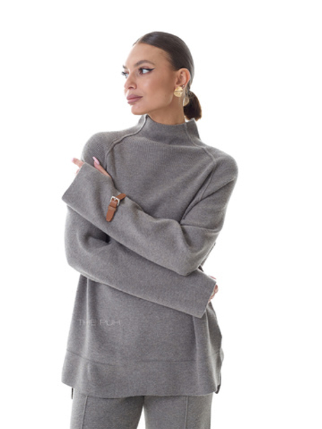 Темно-серый трикотажный костюм с брюками