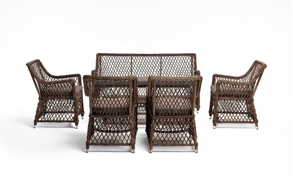 "Асти" лаунж-зона из искусственного ротанга на 6 персоны, цвет коричневый