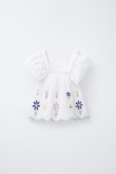 ZARA ТОП С ВЫШИВКОЙ, БЕЛЫЙ