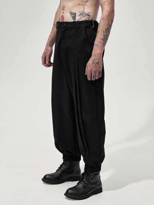 Брюки с вертикальными складками "Рабочие". Черные