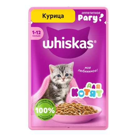 Влажный корм Whiskas для котят с курицей 85 гр