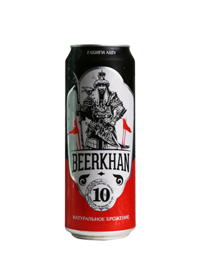 Пиво Beerkhan светлое пастеризованное 10% 0,43л ж/банка