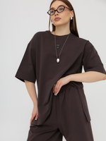 Футболка с разрезами, шоколад