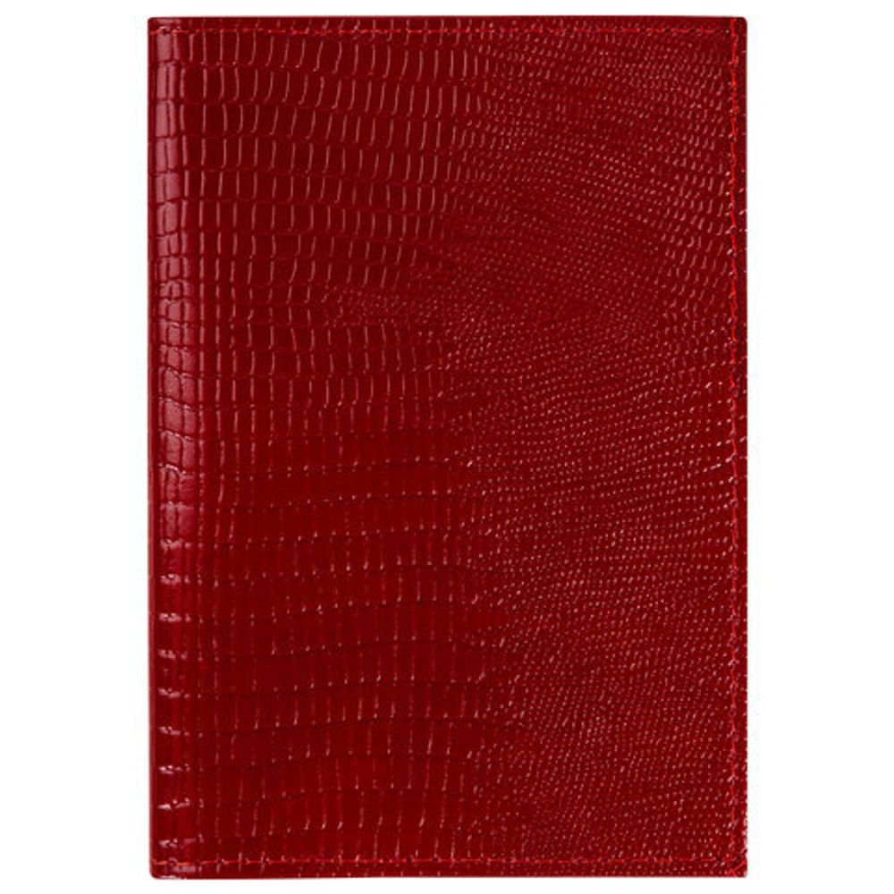 Обложка для паспорта натуральная кожа ящерица, без тиснения, красная, BRAUBERG, 238190
