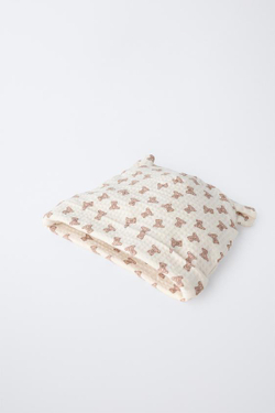 ZARA ШАПКА С УШКАМИ И МЕДВЕЖАТАМИ, ЭКРЮ