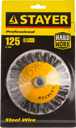 STAYER 125 мм, жгутированная стальная проволока, 0.5 мм, Щетка коническая, PROFESSIONAL (35135-125)