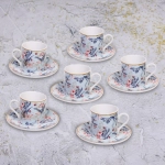 Кофейный набор 12 предметов «Paradise» (6кружек 90мл+6блюдец), голубой