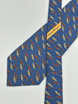 Галстук синий «Утки» Salvatore Ferragamo