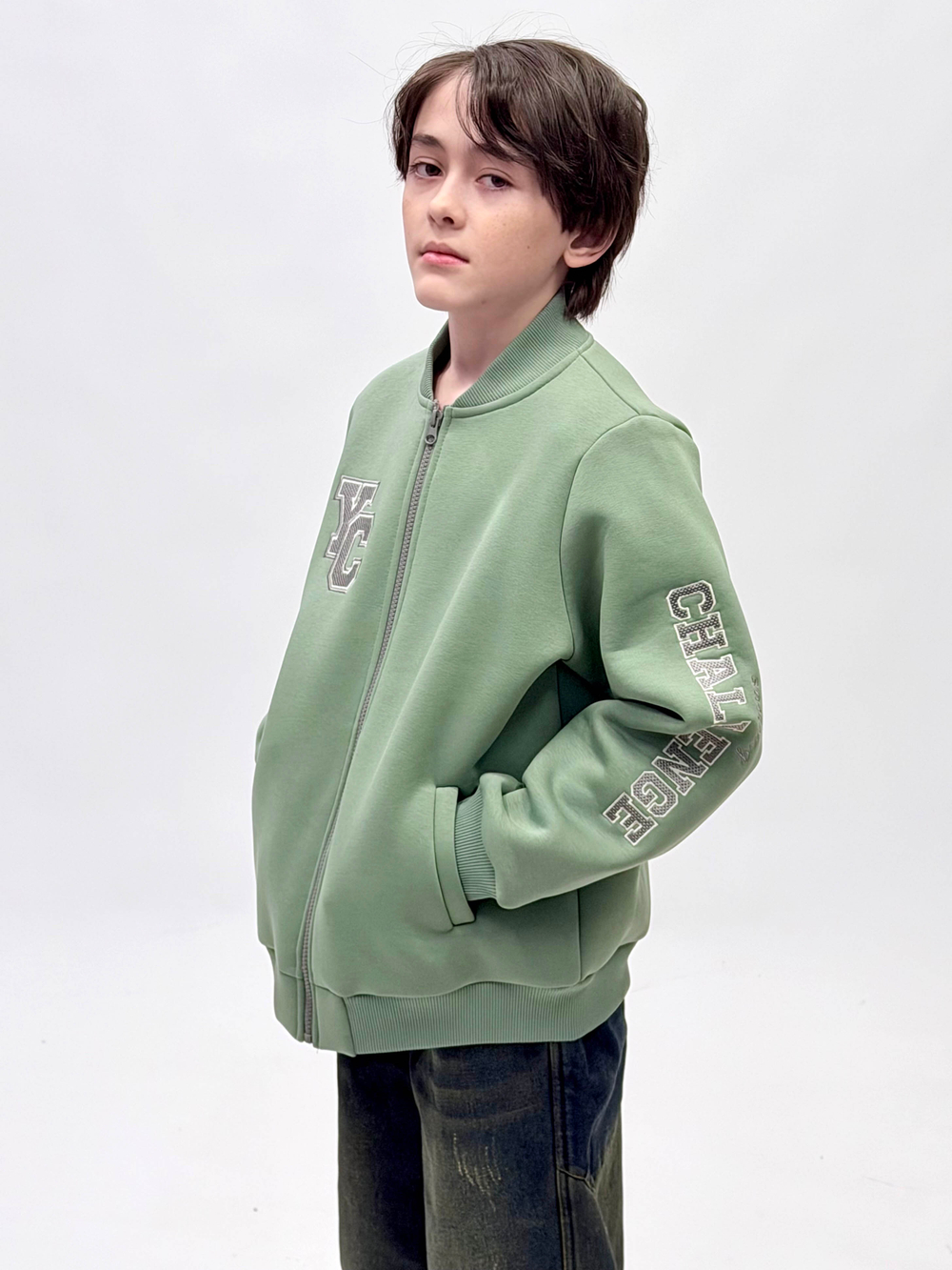 Бомбер трикотажный с начесом для мальчика 9-18 лет Fleur de Vie