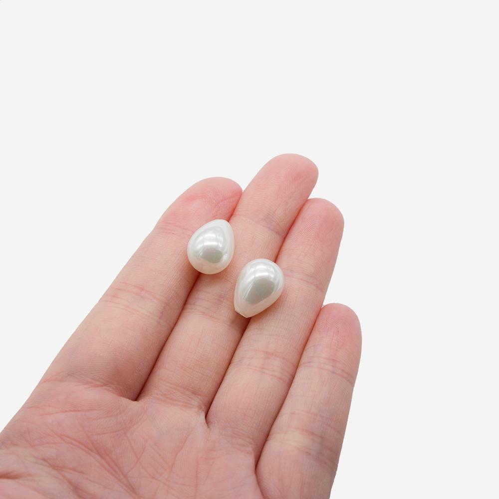 Хрустальный жемчуг, оттенок "Белый", полупросверленная капля, 13,4*9,6мм