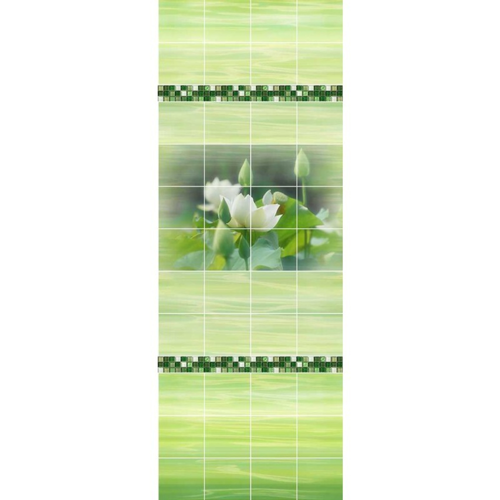 Панель ПВХ фотопечать Мелиса Грин узор 2700х250мм