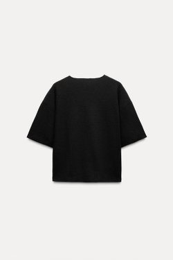 ZARA ТОП ИЗ МЯГКОЙ ТКАНИ В РУБЧИК, ЧЕРНЫЙ