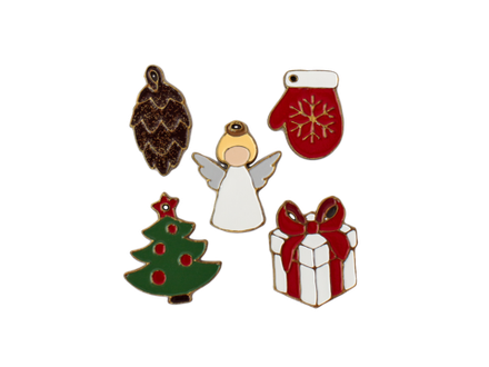 Подарочный новогодний набор из пяти миниатюрных игрушек