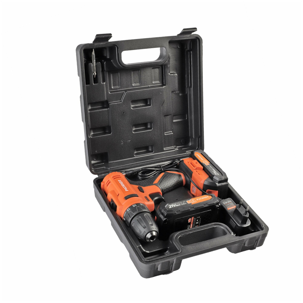 Дрель-шуруповерт акк.PATRIOT BR 189UES, две АКБ Li-Ion 18В, 2,0 Ач, 29Нм, кейс (180301549)
