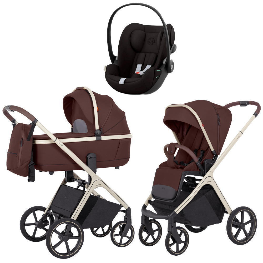 Коляска Carrello Vector CRL-6550 и автокресло Cybex Cloud G i-Size Magic Black 3 в 1 Sienna Beige