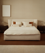 Кровать Arvian бежевого цвета из шенилла с ящиком для хранения 160 х 200 см