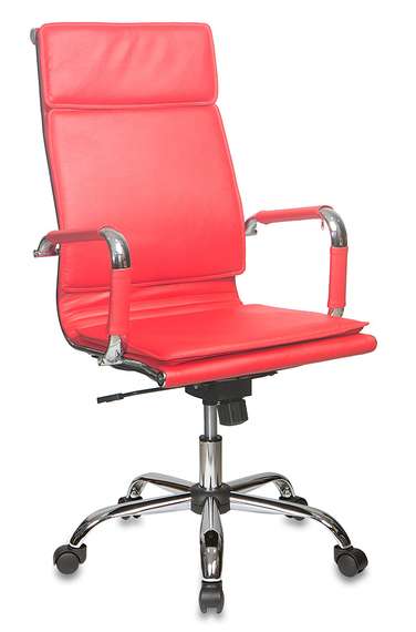 Кресло руководителя Бюрократ CH-993 красный эко.кожа крестов. металл хром