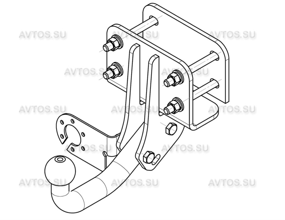 Фаркоп для Toyota Hilux 2011-2015 условно-съемное крепление шара, TY 27