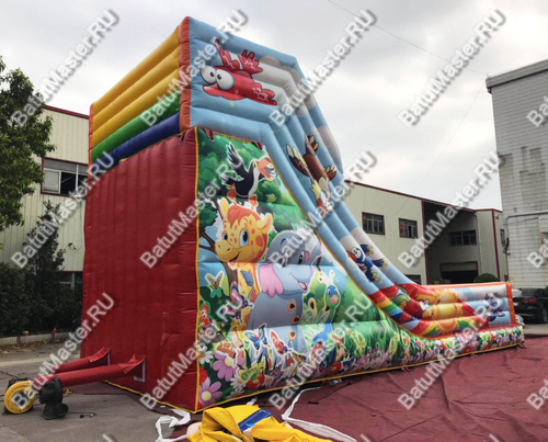 Детский надувной батут-горка "Радужный спуск" 10*5*6 м