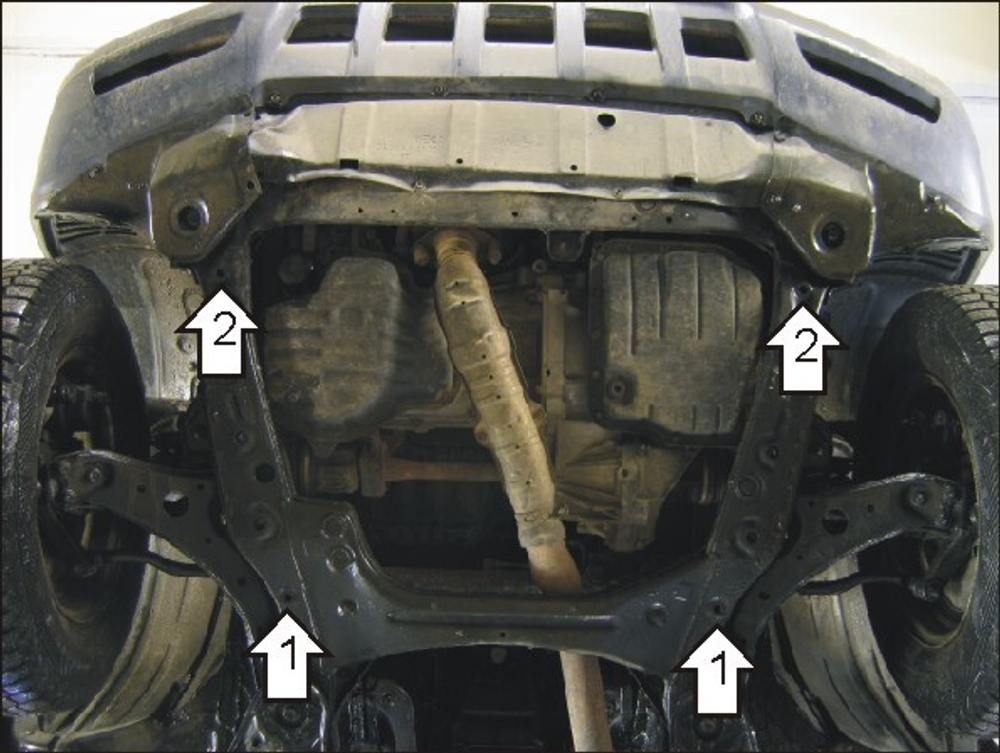 Защита картера двигателя, КПП (2 мм, сталь) для Toyota Highlander 2000-2007, Lexus RX 2003-2009 Motodor.02539